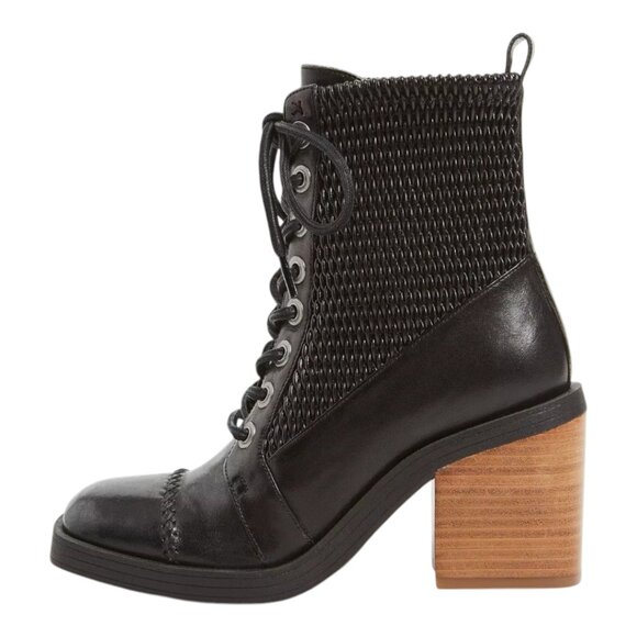 Kelsi Dagger Weaver Black Leather Heeled Lace-up Ankle Boots Women's 7.5 M - Picture 4 of 14